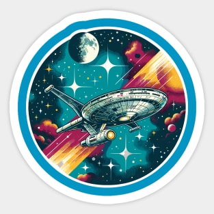 Spaceship in outer space Sticker
